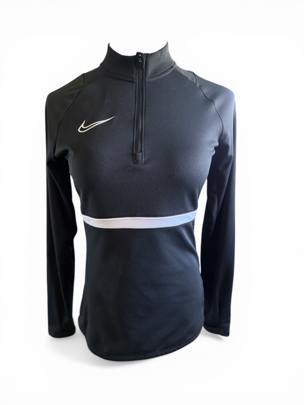 Nike Black Long-Sleeve 1/4 Zip Pullover with White Chest Stripe